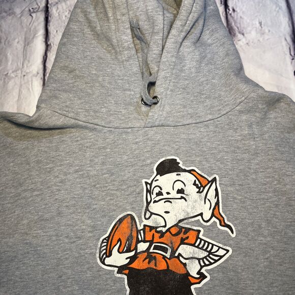 Used Cleveland Browns Brownie Elf Sweatshirt Proline Grey  Hoodie Adult Size 3XL - Picture 4 of 16